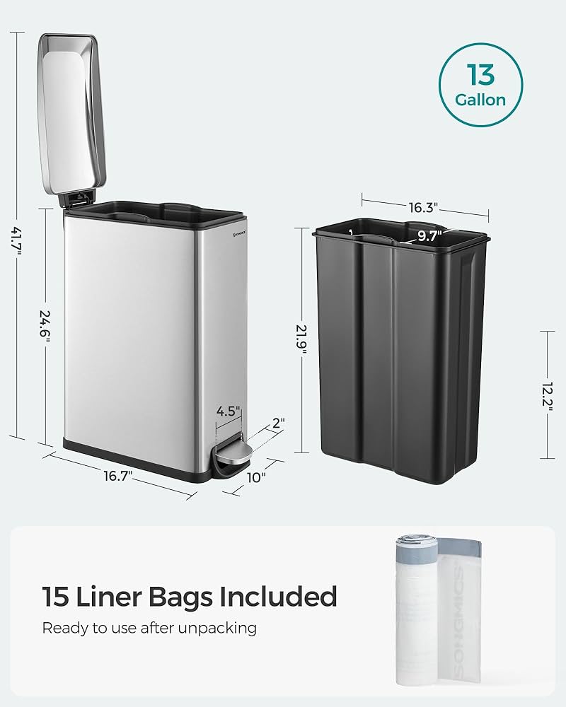 SONGMICS ごみ箱　LTB510E 48 48L 幅26cm SONGMICS ごみ箱 LTB510E 48 48L 幅26cm Amazon.co.jp: SONGMICS